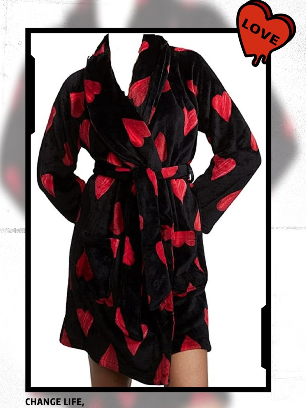 Victoria’s Secret Plush Fleece Valentine Heart Kimono Robe XS/S Barbiecore NWT